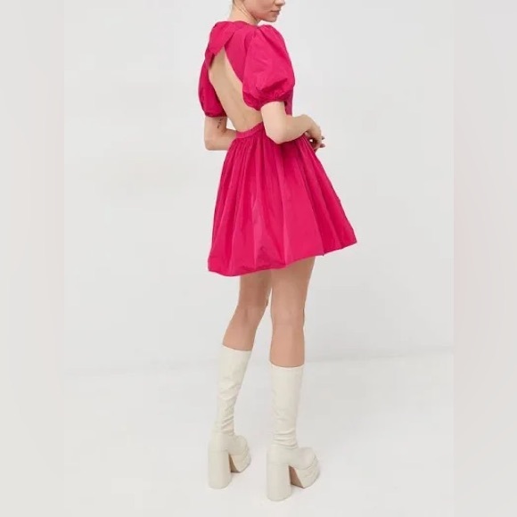 RED Valentino Ruffle-Sleeved Backless Mini Taffeta Dress Size EU 40 - US 4-6